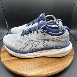 ASICS Gel Nimbus 25 Mens Size 8 Running Shoes Gray Navy Blue PureGEL Sneakers